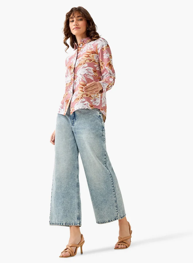 سبلاش فيڤ Viscose Shirt with Floral Print